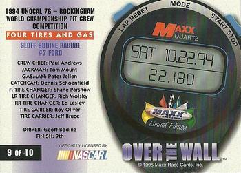 1995 Maxx - Over the Wall #9 Geoff Bodine in Pits Back