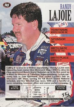 1995 Press Pass #63 Randy LaJoie Back