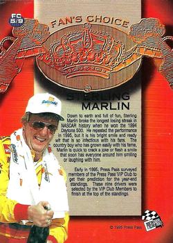 1995 Press Pass VIP - Fan's Choice #FC5 Sterling Marlin Back
