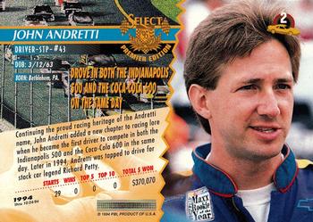 1995 Select #2 John Andretti Back