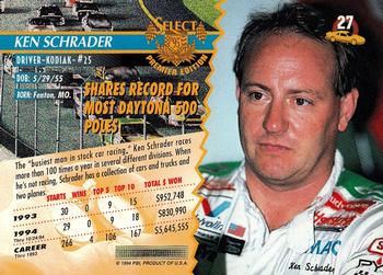 1995 Select #27 Ken Schrader Back