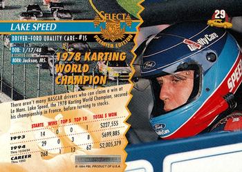 1995 Select #29 Lake Speed Back