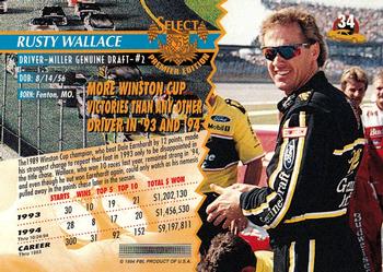 1995 Select #34 Rusty Wallace Back