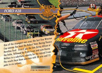 1995 Select #51 Ernie Irvan / Kenny Wallace's Car Back