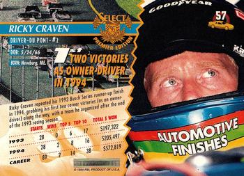 1995 Select #57 Ricky Craven Back