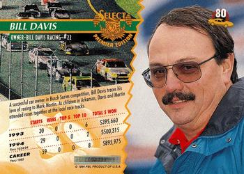 1995 Select #80 Bill Davis Back