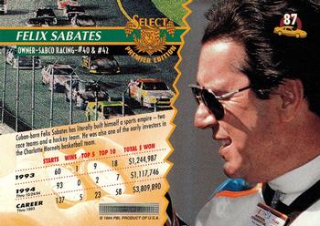1995 Select #87 Felix Sabates Back