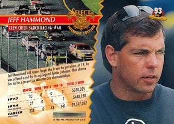 1995 Select #93 Jeff Hammond Back