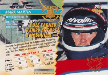 1995 Select - Flat Out #20 Mark Martin Back