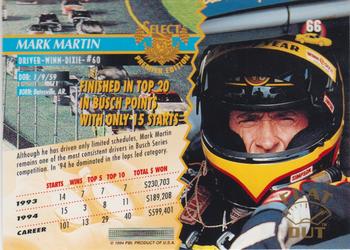 1995 Select - Flat Out #66 Mark Martin Back