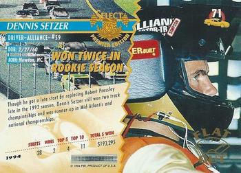 1995 Select - Flat Out #71 Dennis Setzer Back