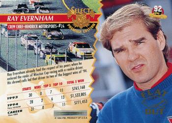 1995 Select - Flat Out #92 Ray Evernham Back