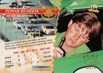 1995 Select - Flat Out #105 Donnie Richeson Back