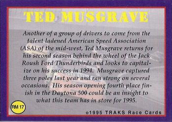 1995 Traks - Racing Machines #RM 17 Ted Musgrave Back
