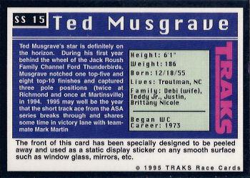 1995 Traks - Series Stars #SS 15 Ted Musgrave Back