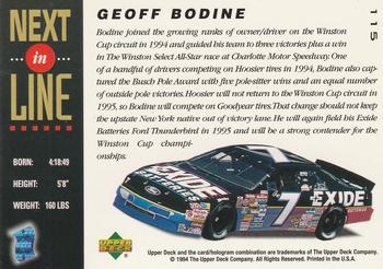1995 Upper Deck #115 Geoff Bodine Back