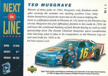1995 Upper Deck #118 Ted Musgrave Back