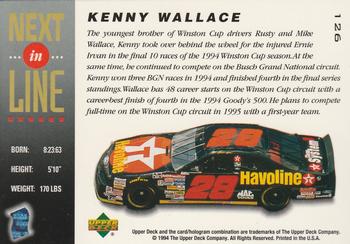 1995 Upper Deck #126 Kenny Wallace Back