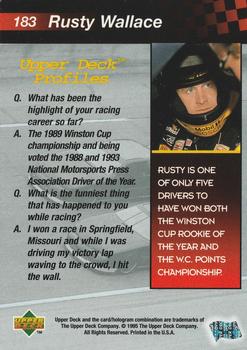 1995 Upper Deck #183 Rusty Wallace Back