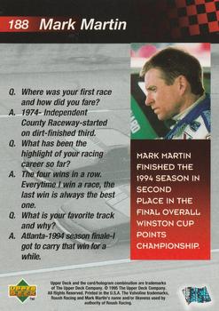 1995 Upper Deck #188 Mark Martin Back