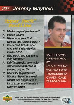 1995 Upper Deck #227 Jeremy Mayfield Back