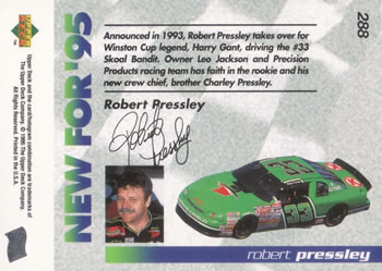 1995 Upper Deck #288 Robert Pressley Back