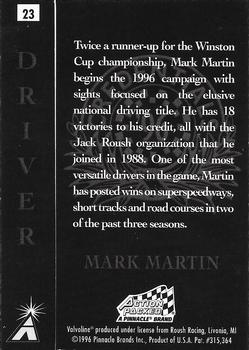 1996 Action Packed Credentials #23 Mark Martin Back