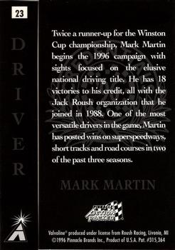 1996 Action Packed Credentials #23 Mark Martin Back