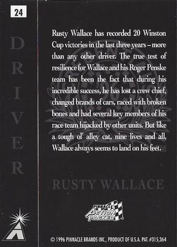1996 Action Packed Credentials #24 Rusty Wallace Back