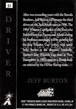 1996 Action Packed Credentials #51 Jeff Burton Back