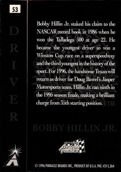 1996 Action Packed Credentials #53 Bobby Hillin Jr. Back