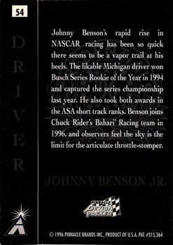 1996 Action Packed Credentials #54 Johnny Benson Back