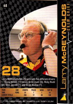 1996 Action Packed Credentials #68 Larry McReynolds Back