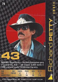 1996 Action Packed Credentials #78 Richard Petty Back