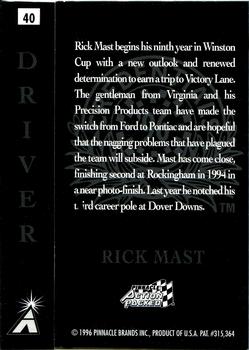 1996 Action Packed Credentials #40 Rick Mast Back