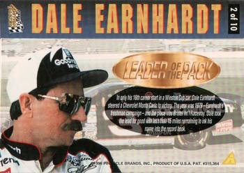 1996 Action Packed Credentials - Leaders of the Pack #2 Dale Earnhardt Back