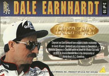 1996 Action Packed Credentials - Leaders of the Pack #3 Dale Earnhardt Back