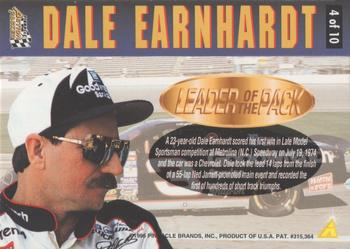 1996 Action Packed Credentials - Leaders of the Pack #4 Dale Earnhardt Back