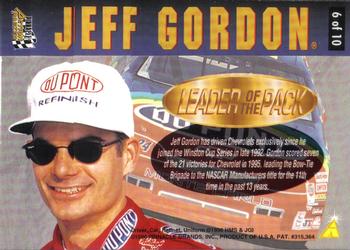 1996 Action Packed Credentials - Leaders of the Pack #6 Jeff Gordon Back