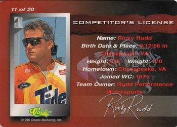 1996 Assets - Competitor's License #11 Ricky Rudd Back