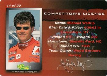 1996 Assets - Competitor's License #14 Michael Waltrip Back