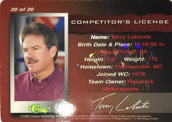 1996 Assets - Competitor's License #20 Terry Labonte Back
