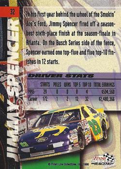 1996 Finish Line #32 Jimmy Spencer Back