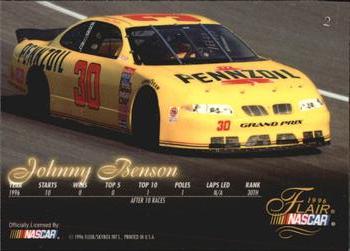 1996 Flair #2 Johnny Benson Back