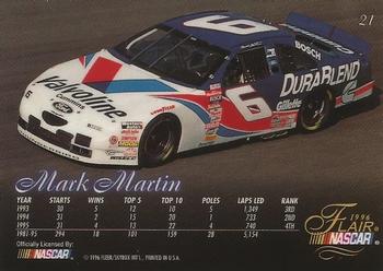 1996 Flair #21 Mark Martin Back