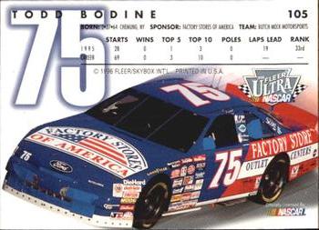 1996 Ultra #105 Todd Bodine Back