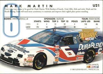 1996 Ultra Update #U21 Mark Martin Back