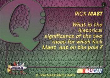 1996 Maxx #1 Rick Mast Back