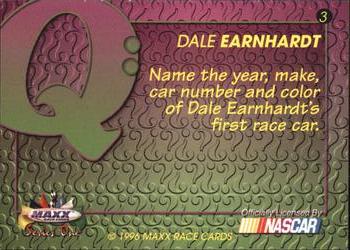 1996 Maxx #3 Dale Earnhardt Back