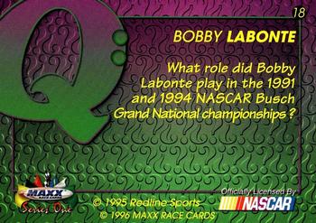 1996 Maxx #18 Bobby Labonte Back